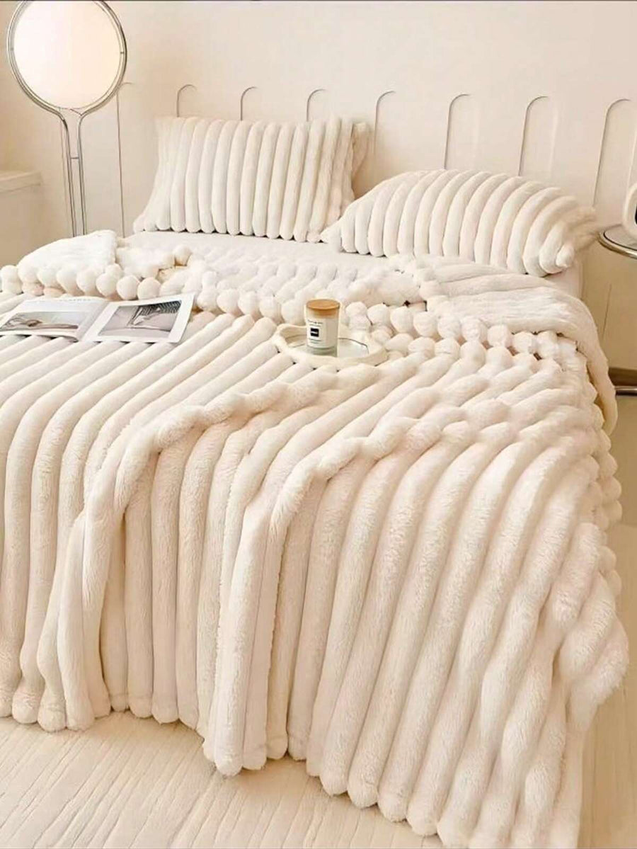 One Solid Color Coral Fleece Drawstring Multi-Functional Blanket, Suitable For Sofa, Nap, Air Conditioning, Car, Skin-Friendly, Soft And Comfortable, Suitable For Guest Room, Bedroom And Home Use