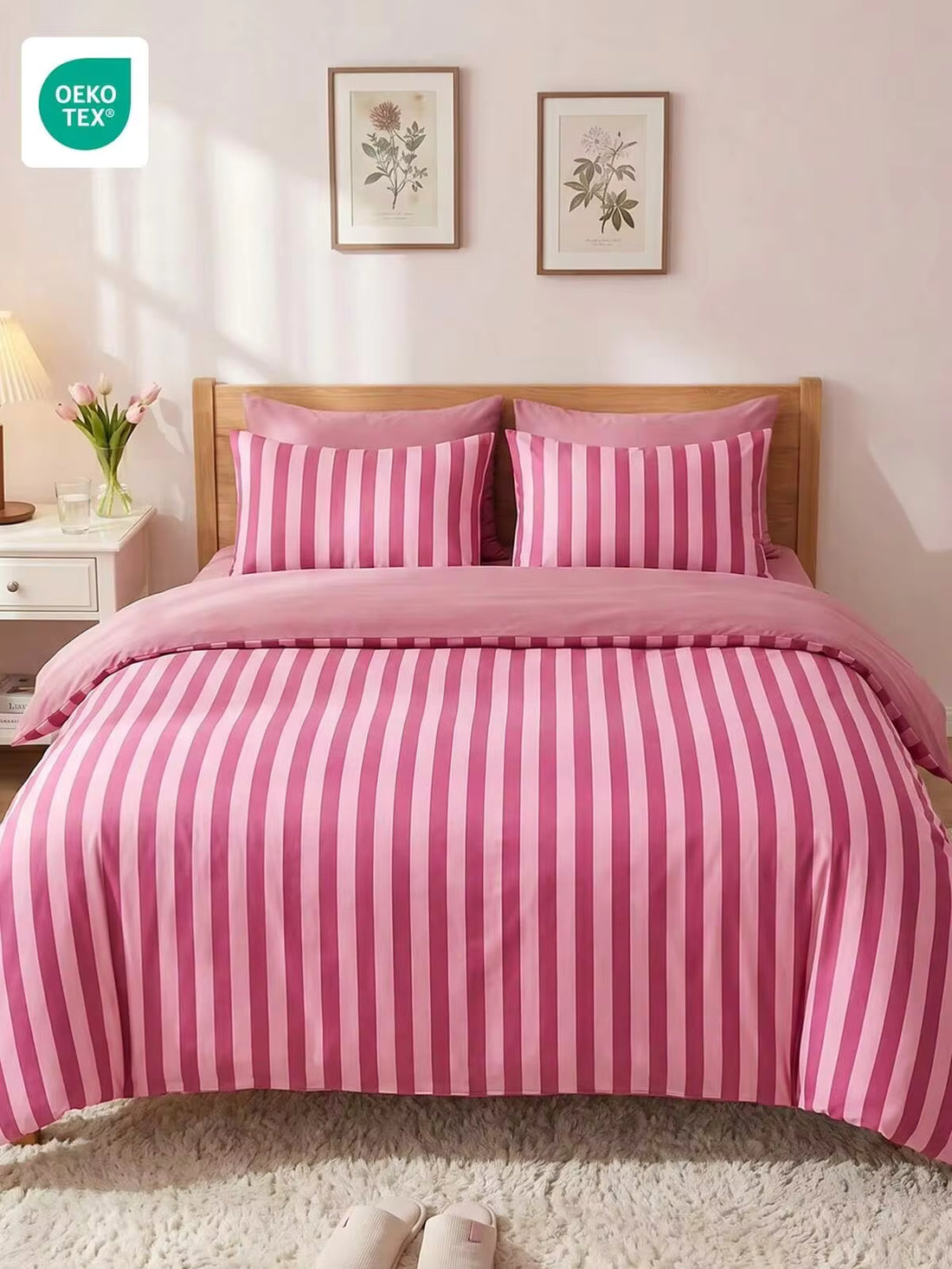 2/3pcs Bedding Set, Soft Breathable Bed Sheet, Comfortable Striped Duvet Cover Set, Soft Anti-Pilling, Home Textile, Does Not Include Duvet Insert And Pillow, Suitable For Double/Full/Queen/Twin Bed, All Season Use, Cute Bedroom Decor, OEKO-TEX Certified